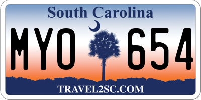 SC license plate MYO654