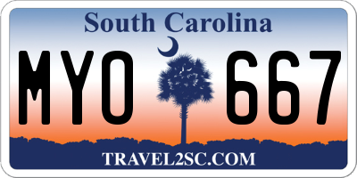 SC license plate MYO667
