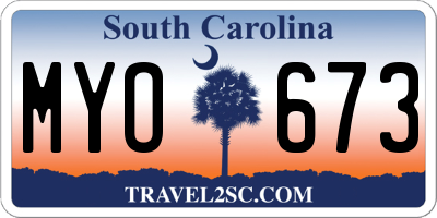 SC license plate MYO673