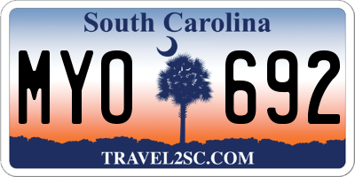 SC license plate MYO692