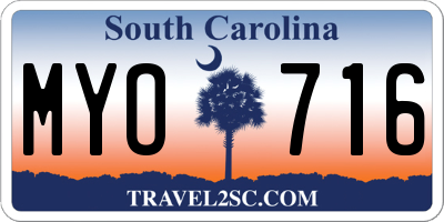 SC license plate MYO716