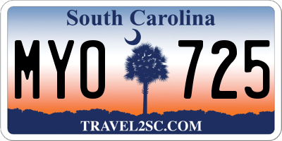 SC license plate MYO725