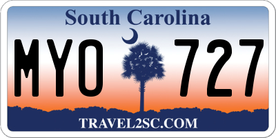 SC license plate MYO727