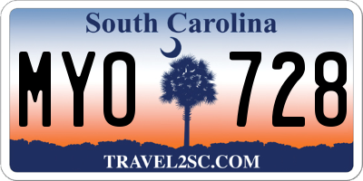 SC license plate MYO728
