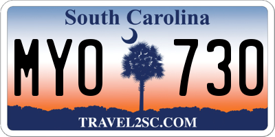 SC license plate MYO730