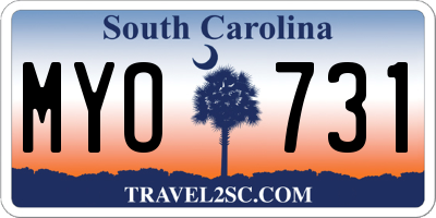 SC license plate MYO731