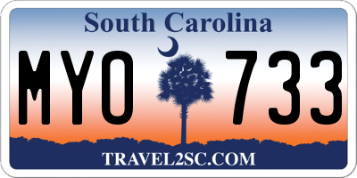 SC license plate MYO733