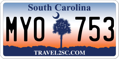 SC license plate MYO753