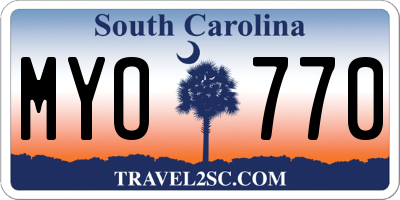 SC license plate MYO770