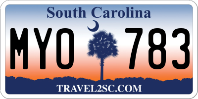 SC license plate MYO783