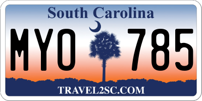 SC license plate MYO785