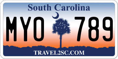 SC license plate MYO789