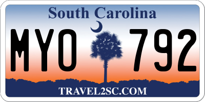SC license plate MYO792