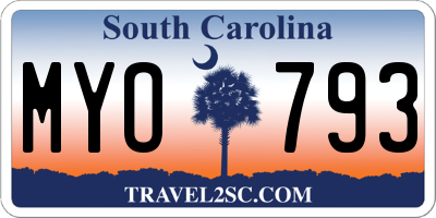 SC license plate MYO793