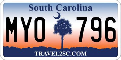 SC license plate MYO796