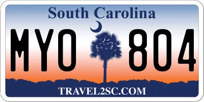 SC license plate MYO804