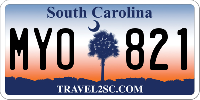 SC license plate MYO821