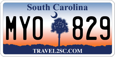 SC license plate MYO829