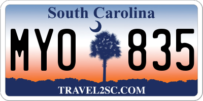 SC license plate MYO835