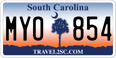 SC license plate MYO854