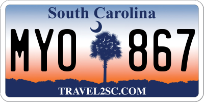 SC license plate MYO867