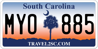 SC license plate MYO885