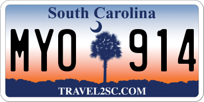 SC license plate MYO914