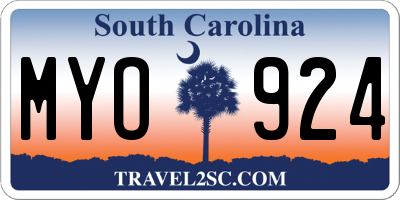 SC license plate MYO924