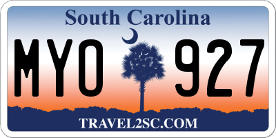 SC license plate MYO927