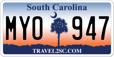 SC license plate MYO947