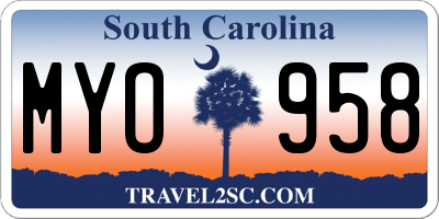 SC license plate MYO958