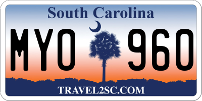SC license plate MYO960
