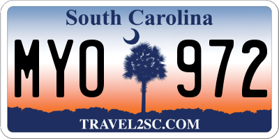 SC license plate MYO972