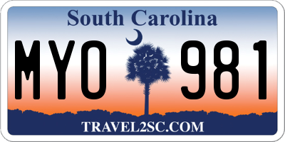 SC license plate MYO981
