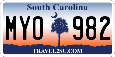 SC license plate MYO982
