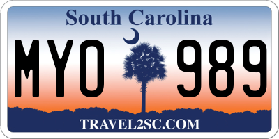 SC license plate MYO989