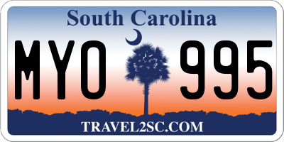 SC license plate MYO995