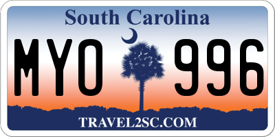SC license plate MYO996