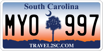 SC license plate MYO997