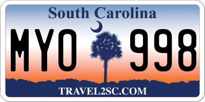 SC license plate MYO998