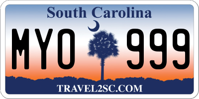 SC license plate MYO999