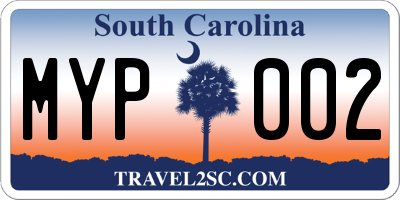 SC license plate MYP002