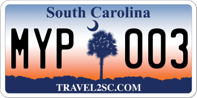 SC license plate MYP003