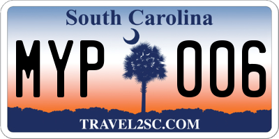 SC license plate MYP006