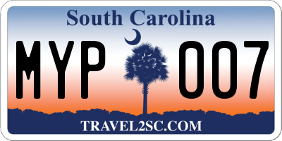 SC license plate MYP007