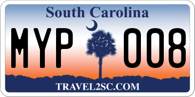 SC license plate MYP008