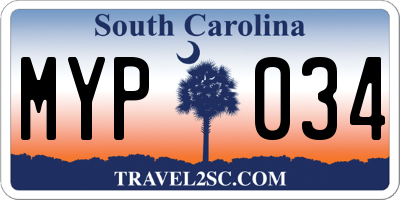 SC license plate MYP034