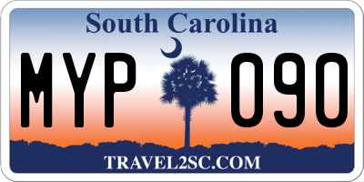 SC license plate MYP090