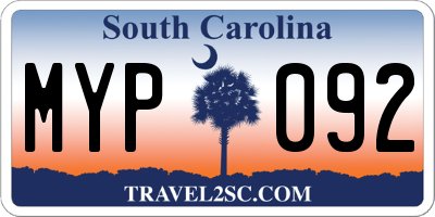 SC license plate MYP092