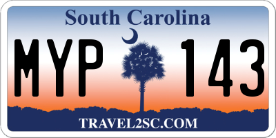 SC license plate MYP143